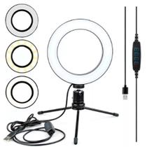 Iluminador Ring Light LED 6 Polegadas para Fotos e Vídeos Iluminador Ring Light LED 6 Polegadas para Fotos e Vídeos