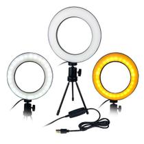 Iluminador Ring Light Led Tripe Portatil Usb Luz Quente/Fria