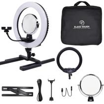 Iluminador Ring Light Led Youtuber Blogueira Com Apoio Profissional de Mesa + Estojo RL-003 Klass Vough