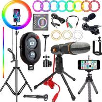 Iluminador Ring Light Luz Led Colorido Rgb 26Cm Portátil