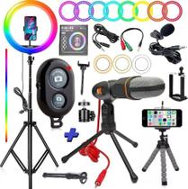 Iluminador Ring Light Luz Led Colorido Rgb 26cm Portátil Tripé 2,10 Metros Blogueiro Selfie Make Profissional Hinglight Iluminador Ring Light Luz Led Colorido Rgb 26cm Portátil Tripé 2,10 Metros Blogueiro Selfie Make Profissional Hinglight
