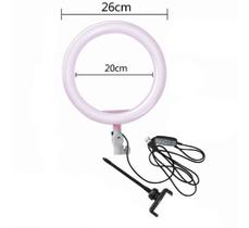 Iluminador Ring Light Portátil 26cm 10in Com Tres Cores