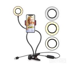 Iluminador Ring Light Suporte Articulado De Mesa Live Stream