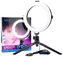 Iluminador Ring Ligth 8 Polegadas para Foto e Vídeo 72 Leds Dimerizável 3200k a 5600k Com Tripé