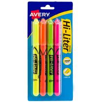 Iluminadores Avery de alto litro em estilo caneta, tinta Smear Smear Safe, 4 cores