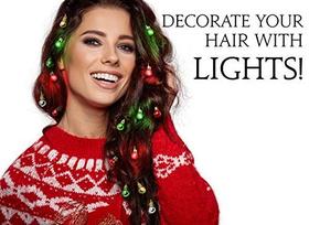 Ilumine as luzes do cabelo - Os enfeites originais de rolamentos, 16pc enfeites coloridos de cabelo de Natal para o traje de festa das mulheres cosplay de férias