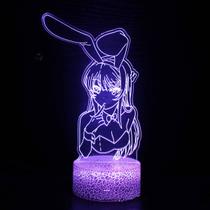 Ilusão LED 3D de anime Night Light Youth Youth Pig Head