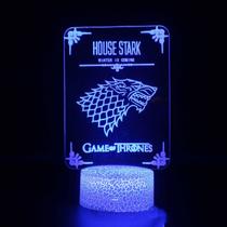 Ilusão LED 3D Night Light Game of Thrones House Stark