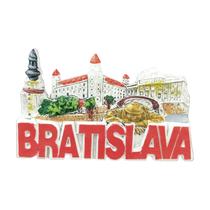 Ímã de geladeira 3D Bratislava Eslováquia, lembrança de resina 8,5x5,2 cm