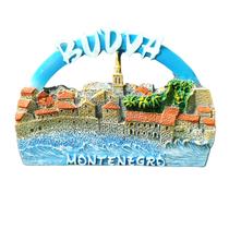 Imã de geladeira 3D Budva Montenegro Resin Souvenir 7,4x5,2 cm