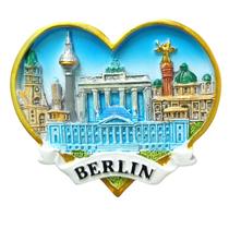 Imã de geladeira Berlin City Landmark Resina 3D em forma de coração Imã de geladeira Berlin City Landmark Resina 3D em forma de coração
