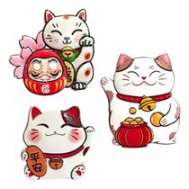 Ima de geladeira gato daruma 7cm resina