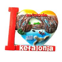 Ímã de geladeira Kefalonia, Grécia, resina 3D, marco colorido