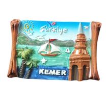 Imã de geladeira Kemer Turkey Lembrança pintada à mão em resina 3D Imã de geladeira Kemer Turkey Lembrança pintada à mão em resina 3D