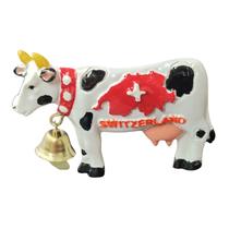Ímã de geladeira Switzerland Cow 3D Resin com bandeira suíça e sino
