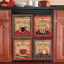 Ímã para lava-louças Cappuccino Coffee, tampa de porta de lava-louças Coffee Latte, decoração de cozinha, decalque de painel de café e chá, adesivo de geladeira com cheiro magnético, adesivos para eletrodomésticos de 23 x 17"