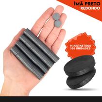 Imã Redondo Preto - 14mm - Pacote Com 100 Unidades - Nybc