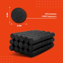 Ímã Redondo Preto 16mm Pacote com 100 Unidades Ímã Redondo Preto 16mm Pacote com 100 Unidades