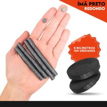 Imã Redondo Preto 8mm- Pacote Com 100 Unidades - Nybc