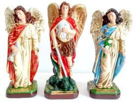 Imagem 3 Arcanjos Miguel, Rafael e Gabriel Gesso 20 Cm