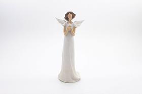 Imagem Anjo Asa Aberta Pombo Branco Resina 20 cm