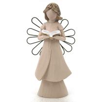 Imagem Anjo Asa Arame com Livro Resina 10 cm Imagem Anjo Asa Arame com Livro Resina 10 cm