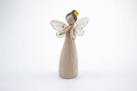 Imagem Anjo Asa Metal Mão no Rosto Resina 10 cm Imagem Anjo Asa Metal Mão no Rosto Resina 10 cm