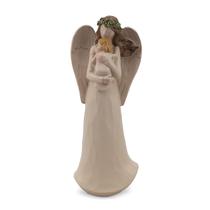Imagem Anjo da Guarda Branco com Bebê no Colo Tiara Verde Resina 25 cm Imagem Anjo da Guarda Branco com Bebê no Colo Tiara Verde Resina 25 cm