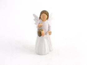 Imagem Anjo da Guarda Branco com Menina Resina 6,5 cm