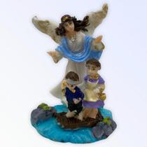 Imagem Anjo Da Guarda Céu Azul Escultura Resina 07 cm