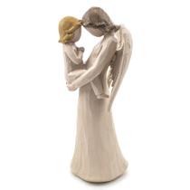 Imagem Anjo da Guarda com Criança no Colo Resina 17 cm - Amém Decoração Religiosa