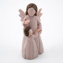 Imagem Anjo da Guarda com Menina Resina 6,5 cm - Amém Decoração Religiosa