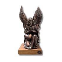 Imagem Anjo da Guarda Coração 20cm - Escultura em Gesso Pintura Estilo Bronze - Allegranzi