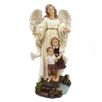 Imagem Anjo Da Guarda Menino E Menina Importado Resina 30 Cm