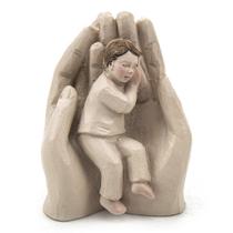 Imagem Anjo da Guarda Palma Menino Resina 6 cm Imagem Anjo da Guarda Palma Menino Resina 6 cm