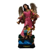Imagem Anjo da Guarda Rosa Borracha Inquebrável 38 Cm