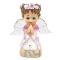 Imagem Anjo da Guarda Rosa Rezando com Led Importado Resina 12 cm Imagem Anjo da Guarda Rosa Rezando com Led Importado Resina 12 cm
