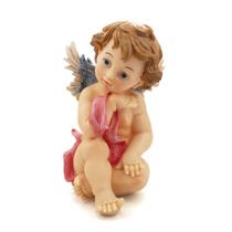 Imagem Anjo da Guarda Sentado Rosa Importado Resina 23 cm Imagem Anjo da Guarda Sentado Rosa Importado Resina 23 cm