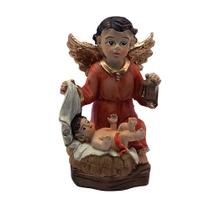 Imagem Anjo da Guarda Vermelho com Menino Jesus 10 cm - FORNECEDOR 18