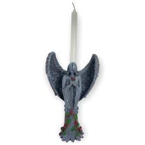 Imagem Anjo Negro Fêmea Cimento Claro Estatua Resina 25Cm