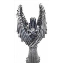Imagem Anjo Negro Pintado Cinza Macho Escultura Resina Estatua Imagem Anjo Negro Pintado Cinza Macho Escultura Resina Estatua