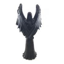 Imagem Anjo Negro Pintado Preto Macho Escultura Resina Estatua