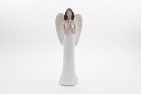 Imagem Anjo Rezando Branco Resina 27 cm