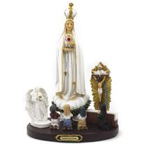 Imagem Aparições de Nossa Senhora de Fatima Importada Resina 32 cm - Amém Decoração Religiosa