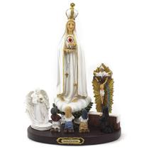 Imagem Aparições Nossa Senhora Fatima Importada Resina 32 Cm