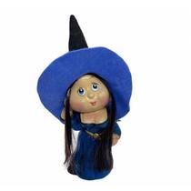 Imagem Bruxa Márgery Azul Escultura Resina 15 Cm