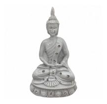 Imagem Buda Meditando Branco Escultura Resina Estatua 12 Cm
