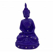Imagem Buda Meditando Roxo Escultura Resina 13 cm
