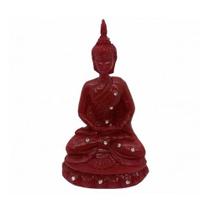 Imagem Buda Meditando Vermelho Escultura Resina Estatua 12 Cm