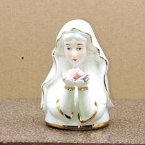 Imagem Busto Nossa Senhora com flor porcelana importada 10cm